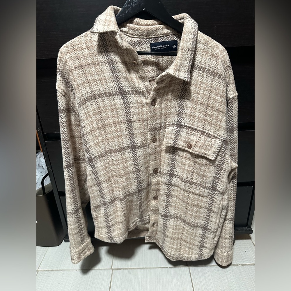Abercrombie & Fitch Beige and Cream Flannel Shirt